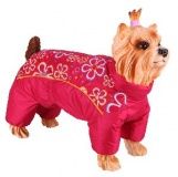 Дождевик-комбинезон для собак DEZZIE Мальтийская болонка с красными цветами